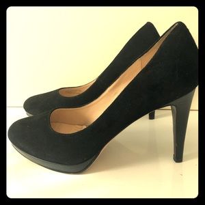 Cole Haan Chelsea Suede Stacked Pump, Black
